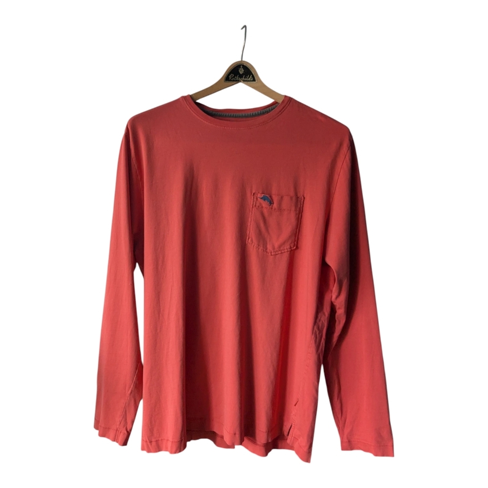 Tommy Bahama Orange Pima Cotton Long Sleeve Relax T Shirt size small
